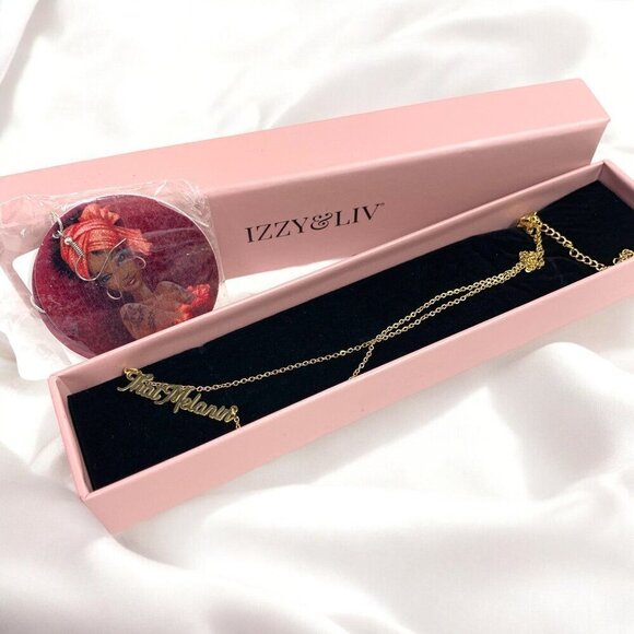 Izzy & Liv That Melanin Necklace Gold Tone 17"L Plus Hook Earrings - Picture 1 of 7